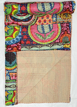 Print-Patch Handstitched kantha Gudari (size :90x 108 Inches): Panama