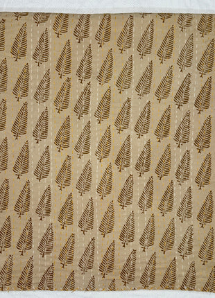 Handstitched kantha( Size: 90x108 Inches): Bagru-Fern