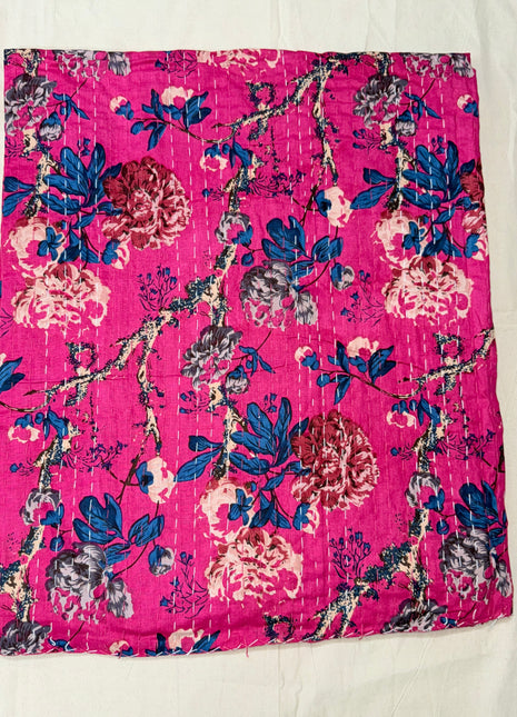 Bella-Rose Handstitched Kantha (size: 90x108 Inches): Rani