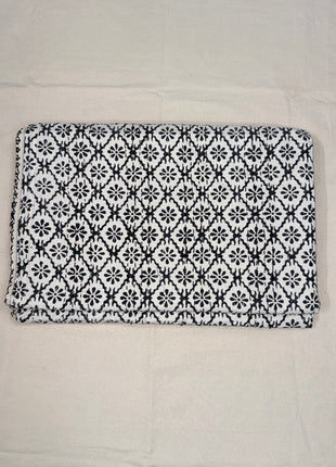 Floral Handblock Hand-Stitch kantha Gudari Bedcover (Size: 90*108 inches); Geometric Petals