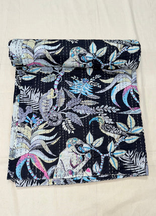Monkey Shoulder kantha Gudari (size 90x108 Inches): Night-Black