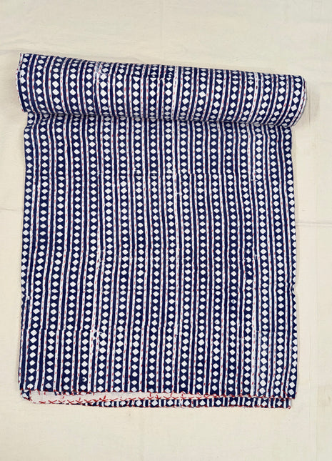 Handblock Kanth( Size: 90x108 Inches): Diamond