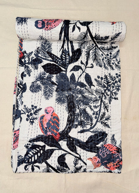 Handstitched kantha (Size: 90x108 Inches): Nightowl