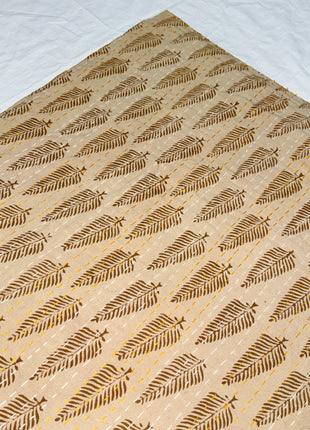 Handstitched kantha( Size: 90x108 Inches): Bagru-Fern