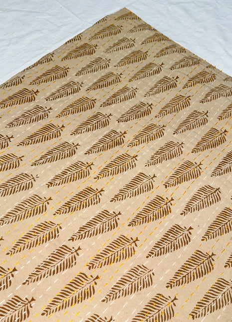 Handstitched kantha( Size: 90x108 Inches): Bagru-Fern