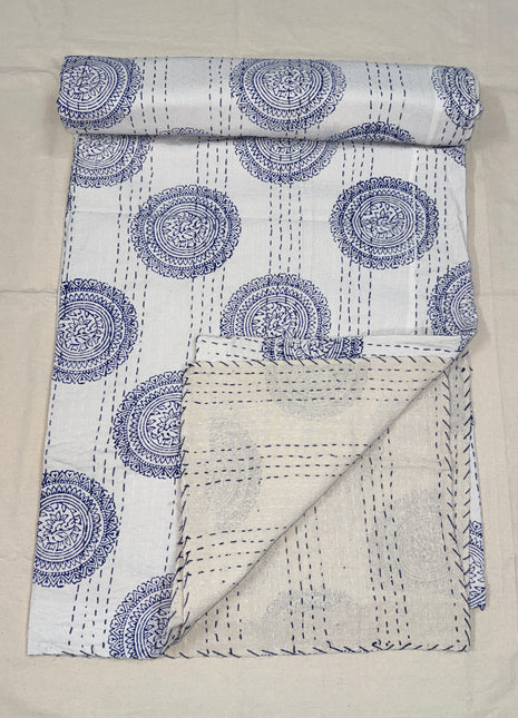 Jaipuri Handblock Kantha Abstract Ghewar Block ( Size: 90*108)