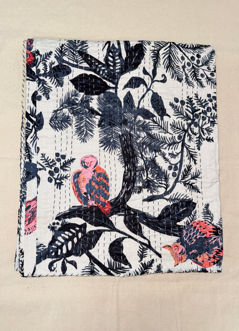 Handstitched kantha (Size: 90x108 Inches): Nightowl
