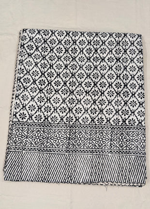 Floral Handblock Hand-Stitch kantha Gudari Bedcover (Size: 90*108 inches); Geometric Petals