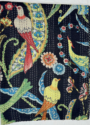 Handstitched kantha Bedcover (size: 90X108 Inches): Morni