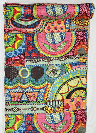 Print-Patch Handstitched kantha Gudari (size :90x 108 Inches): Panama