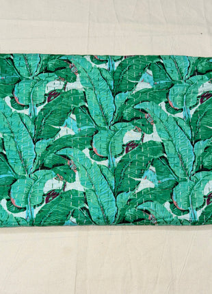 Banana Leaf Kantha- Floral Forest Green