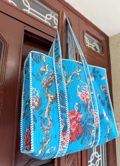 fluorescent Bella Rose Zipper Tote