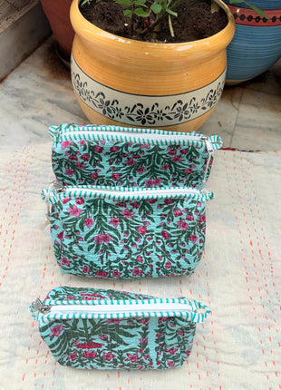 Floral Temple Quilted 3-Piece Washbag Set