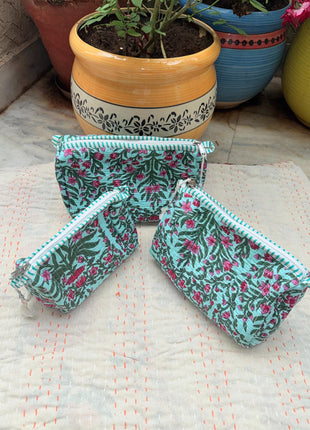 Floral Temple Quilted 3-Piece Washbag Set