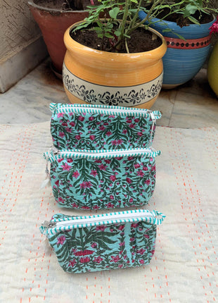 Floral Temple Quilted 3-Piece Washbag Set