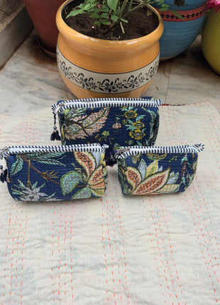 Navy Blue Butterfly 3-Piece washbag Set