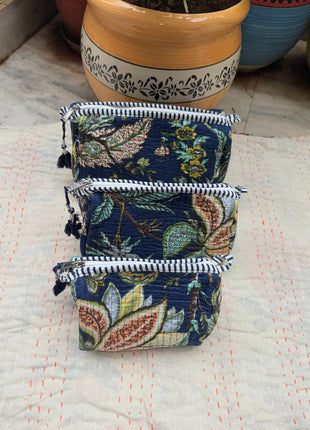 Navy Blue Butterfly 3-Piece washbag Set