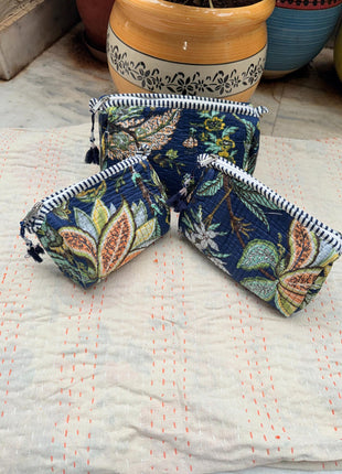 Navy Blue Butterfly 3-Piece washbag Set