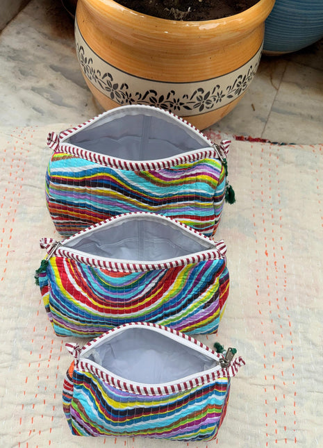 Rainbow Quilted 3-Piece washbag Set