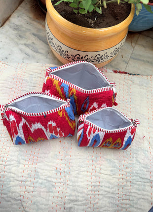 Ikkat Quilted 3-Piece washbag set