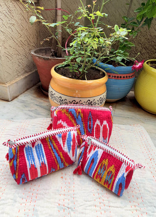 Ikkat Quilted 3-Piece washbag set