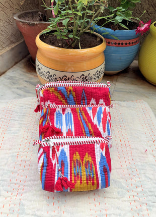 Ikkat Quilted 3-Piece washbag set