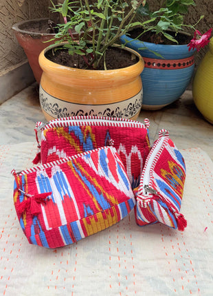 Ikkat Quilted 3-Piece washbag set