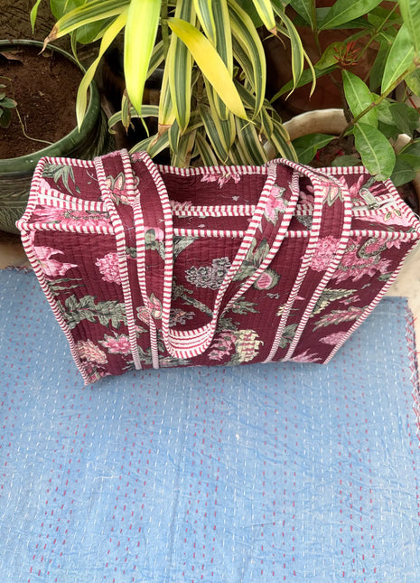 Maharaja Maroon Floral Tote