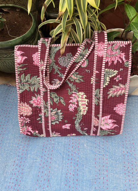 Maharaja Maroon Floral Tote