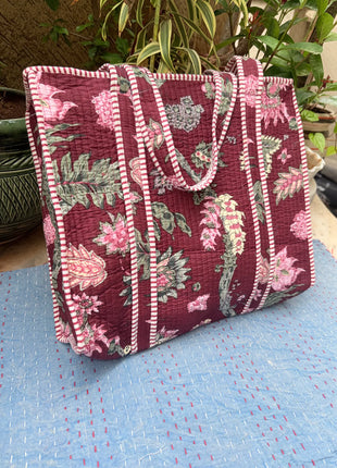 Maharaja Maroon Floral Tote