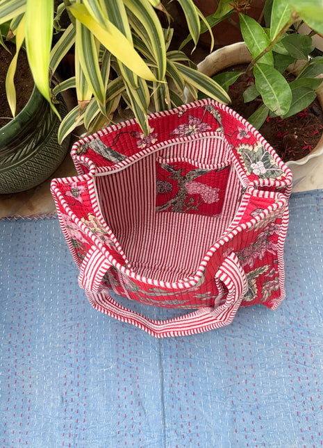 Magenta Floral Tree-of-Life Zip Tote