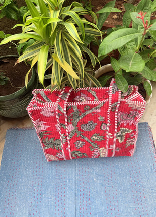 Magenta Floral Tree-of-Life Zip Tote