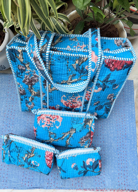 Fluorescent Bella Matching Tote and 3-Piece washbag Set