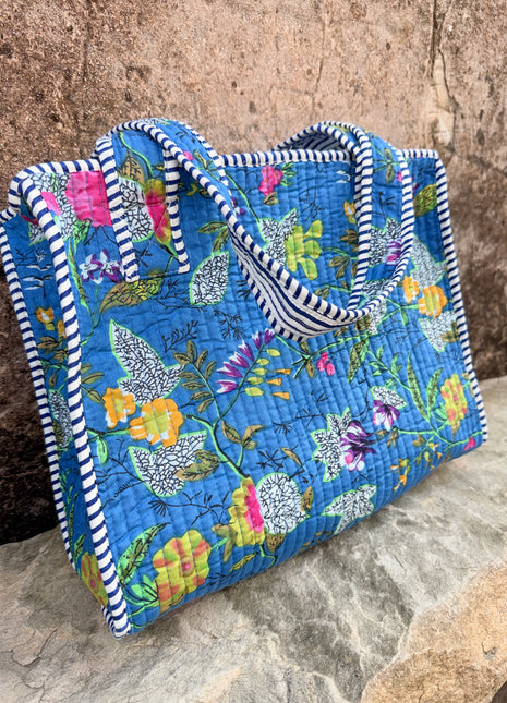 Paradise Quilted Mini Tote: Aasmani